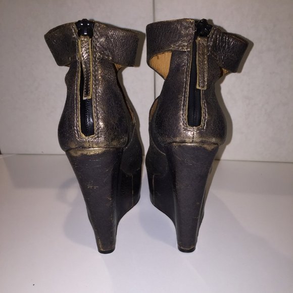 L.A.M.B. BENJAMIN DISTRESSED WEDGE OPEN-TOE BOOTIES (VINTAGE) - Picture 6 of 9